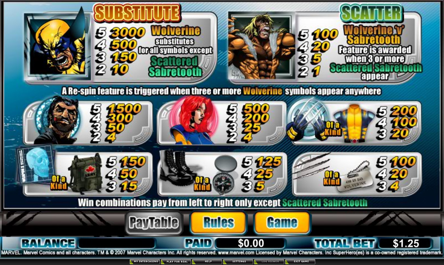 Wolverine free play Wolverine free play