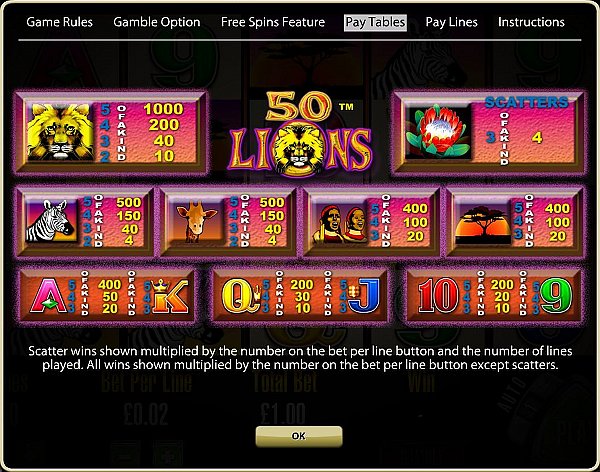 50 Lions free play 50 Lions free play