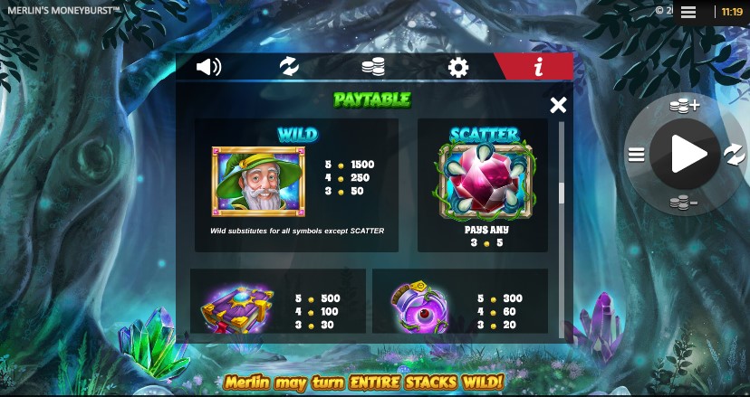 Merlin's Money Burst free play Merlin's Money Burst free play