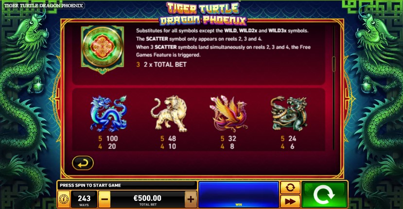 Tiger Turtle Dragon Phoenix free play Tiger Turtle Dragon Phoenix free play