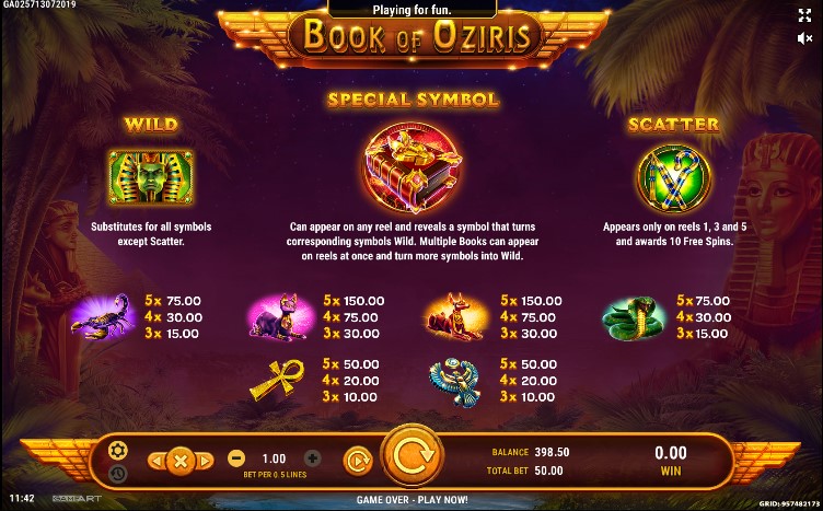 Book of Oziris free play Book of Oziris free play