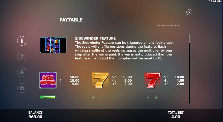 Sidewinder Quattro free play Sidewinder Quattro free play