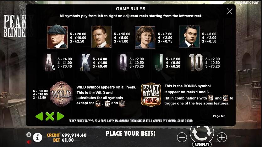 Peaky Blinders free play Peaky Blinders free play