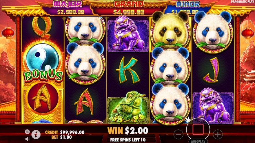colored panda tall slot machine